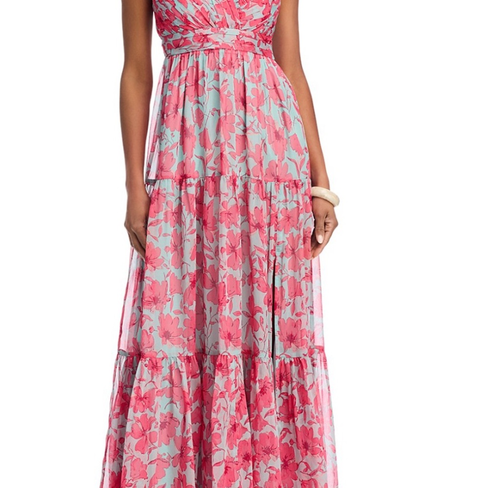 Astr the Label Pink and Aqua Pleated Semi-Formal Maxi